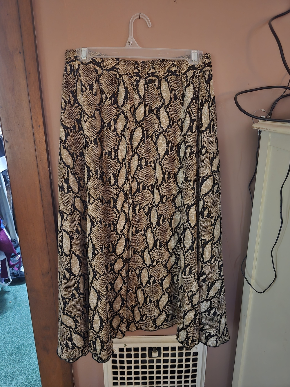 Snake Print Midi Skirt in Brown